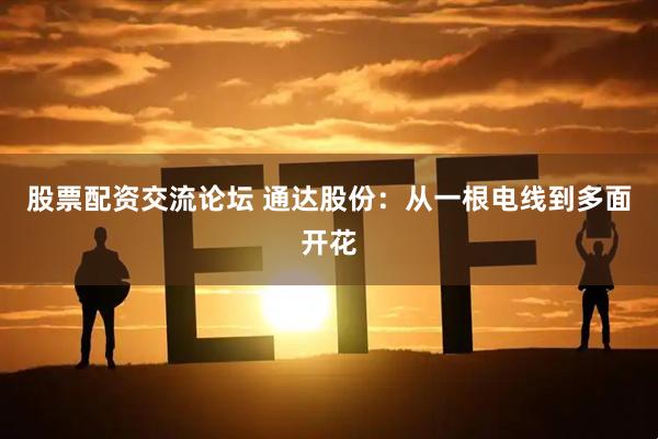股票配资交流论坛 通达股份：从一根电线到多面开花